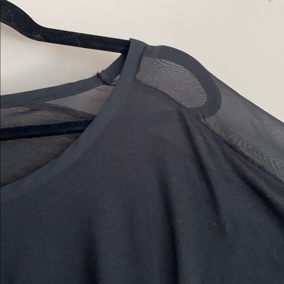 High low long sleeve top sheer shoulder & hem - Picture 4 of 5